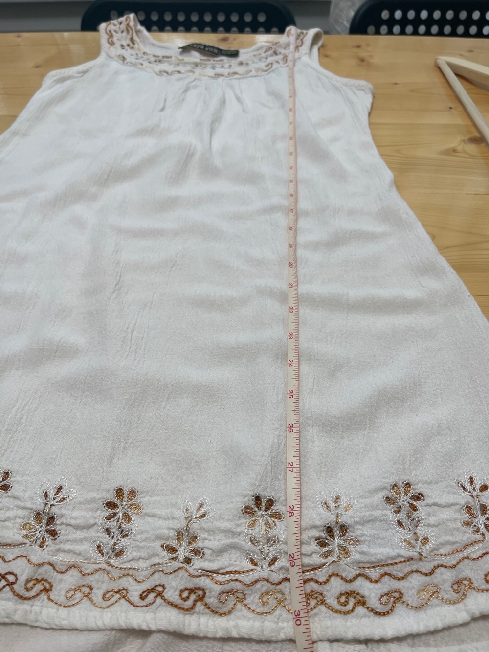 Raya Sun White Crinkle Linen Cotton Boho Embroidered Mini Dress Coverup Size M - Picture 8 of 16